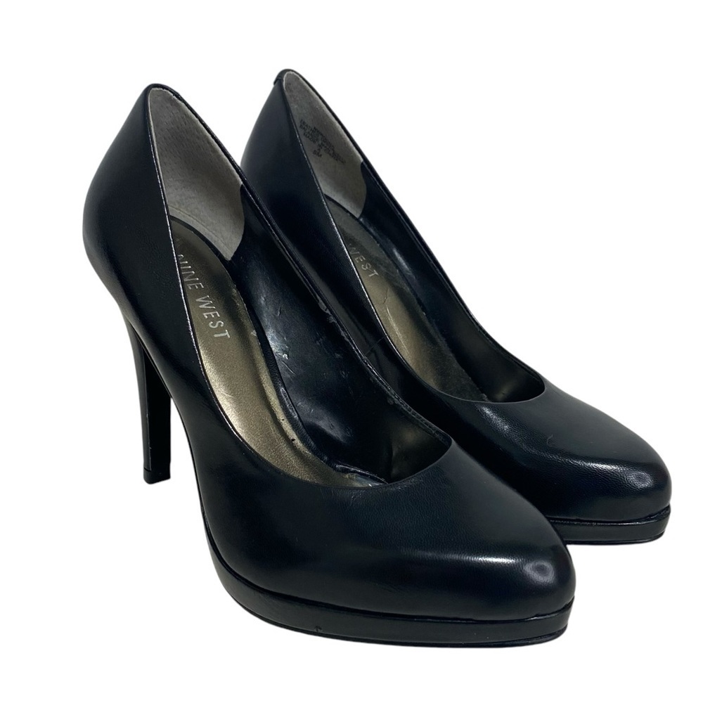 Nine West - Black Leather Stiletto Platform - 5